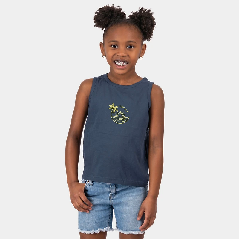 The Juniper Shop - Embroidered Beach Sunset Youth Tank Top