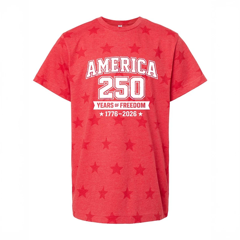 The Juniper Shop - America 250 Years of Freedom Varsity Youth Short Sleeve Star Tee