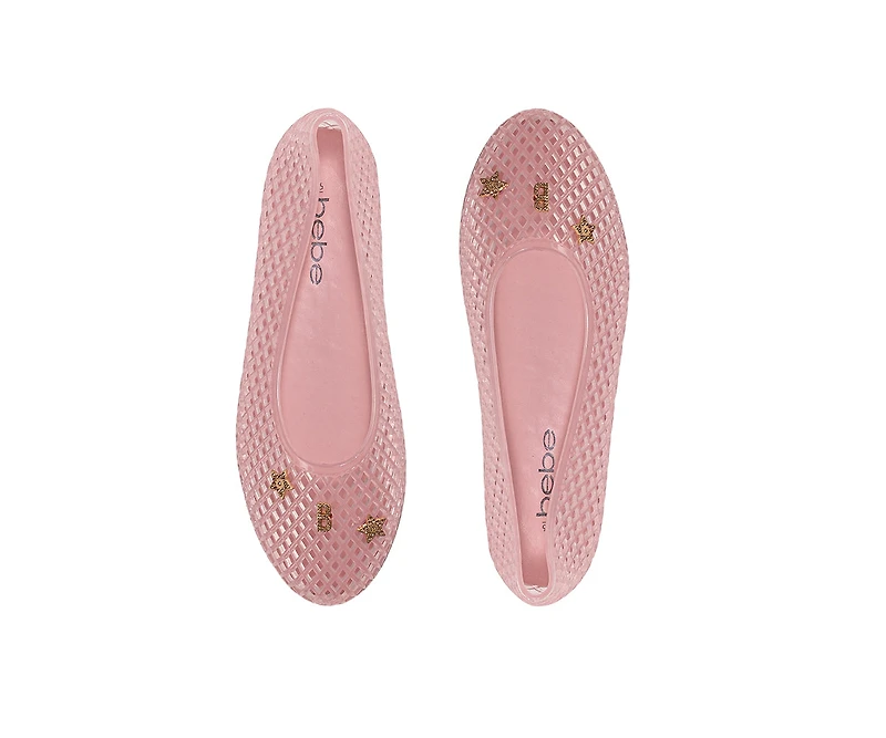 bebe Womens Jelly Flats with Charms Slip On Lightweight Shoes