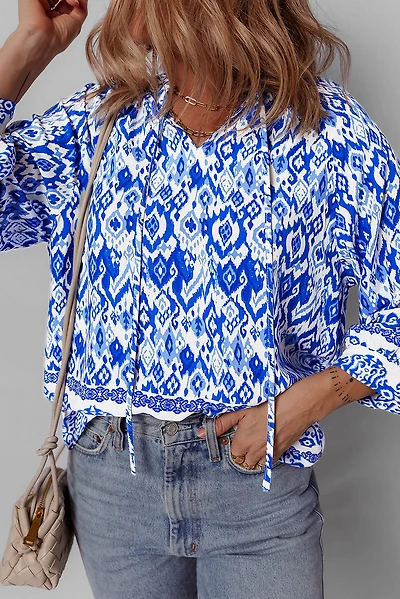 Threaded Pear Women's Anne 4 Sleeve Tied Blouse