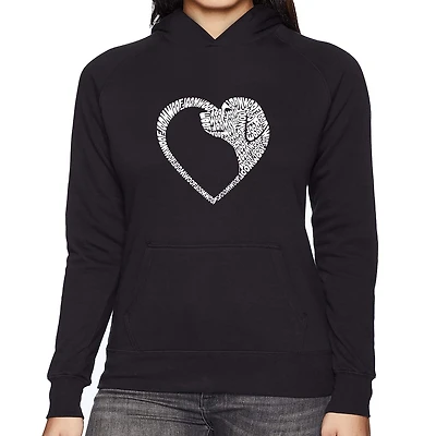 LA Pop Art Dog Heart - Women's Word Hooded Sweatshirt