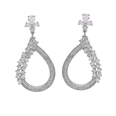 AGP PARIS Womens Diva Sparkling Almond Shaped Drop Earrings