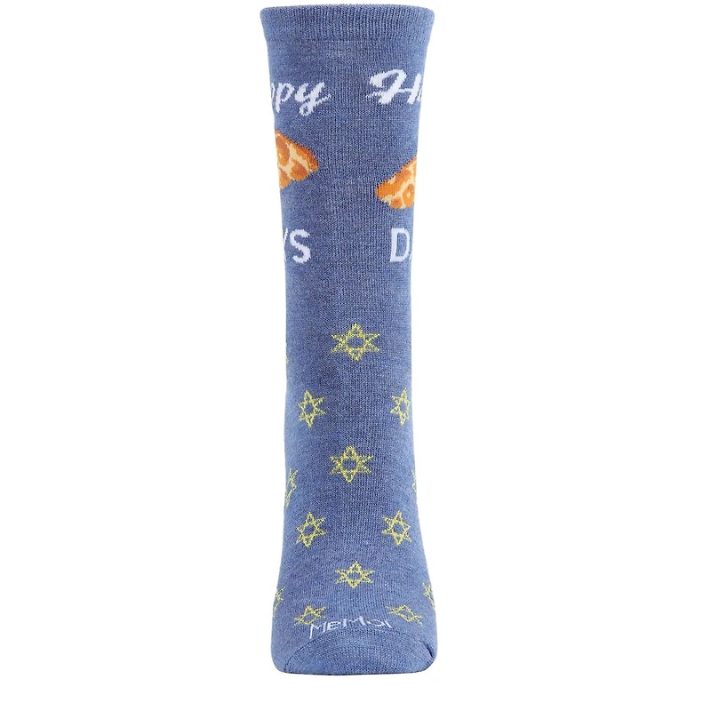 MeMoi Women's Happy Challah Days Holiday Crew Socks