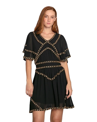 Belle & Bloom Womens Golden Mark Beaded Trim Mini Dress