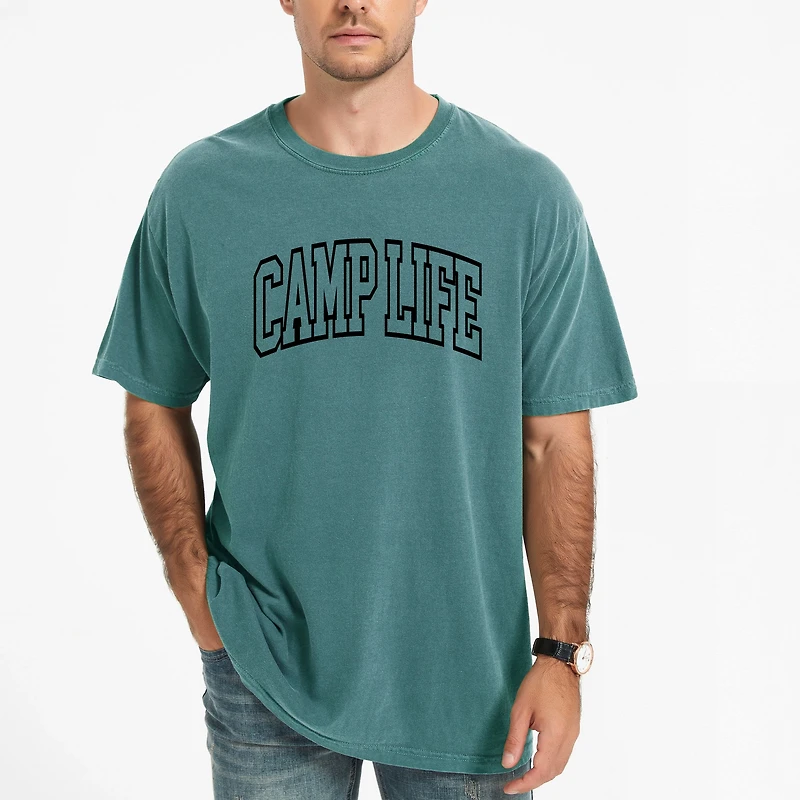 Simply Sage Market - Camp Life Varsity Men's Garment Dyed Graphic T-Shirt