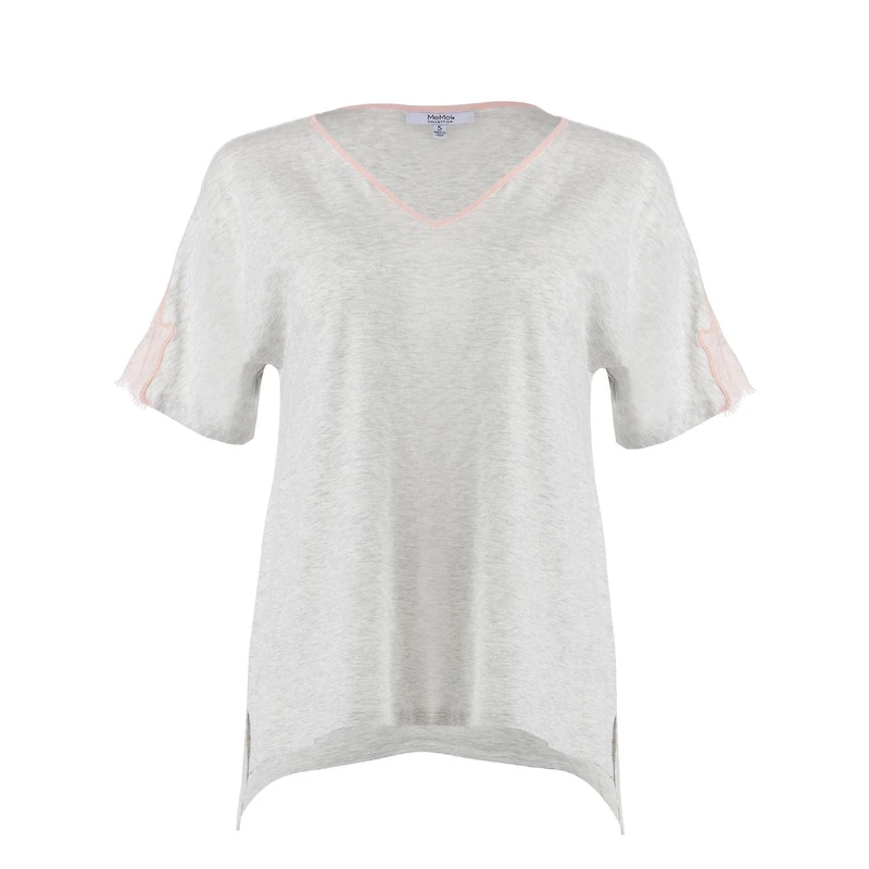 MeMoi Women's Cotton Blend Lace Trim Short Sleeve Top and Pants Sleep Set