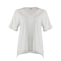 MeMoi Women's Cotton Blend Lace Trim Short Sleeve Top and Pants Sleep Set