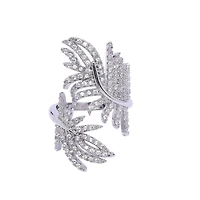 AGP Paris Women's Silver-Tone Feather Adjustable Ring