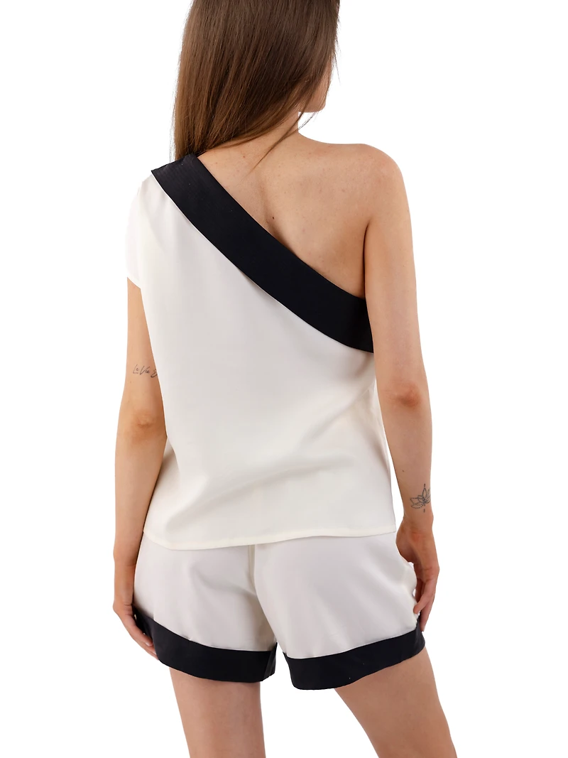 BeReal Womens Ester One Shoulder Top and Shorts Set