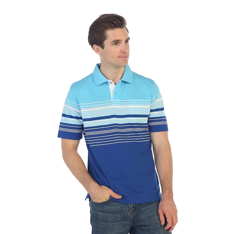 Gioberti Men's Striped Polo Shirt With Pocket - Yarn Dye