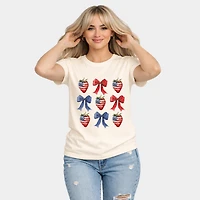 Simply Sage Market - Coquette Bows And USA Strawberries Women's Short Sleeve Graphic T-Shirt