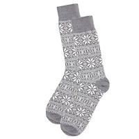 MeMoi Men's Snowflake Luxuriously Soft Cashmere Blend Crew Socks