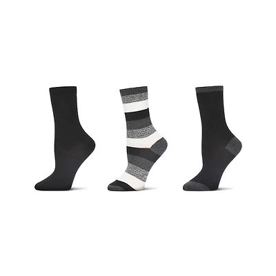 MeMoi Women's 3 Pair Pack Jumbo Stripes Buttersoft Crew Socks