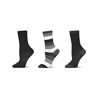 MeMoi Women's 3 Pair Pack Jumbo Stripes Buttersoft Crew Socks