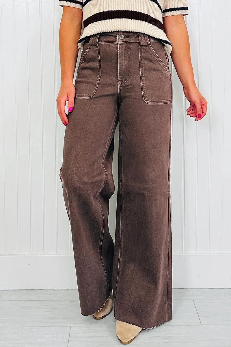 Threaded Pear Women's Elora Washed Patch Loose Jeans