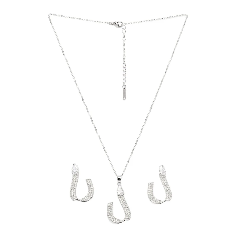 AGP PARIS Shimmering Charm Horseshoe Womens Necklace and Earrings Set