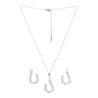 AGP PARIS Shimmering Charm Horseshoe Womens Necklace and Earrings Set