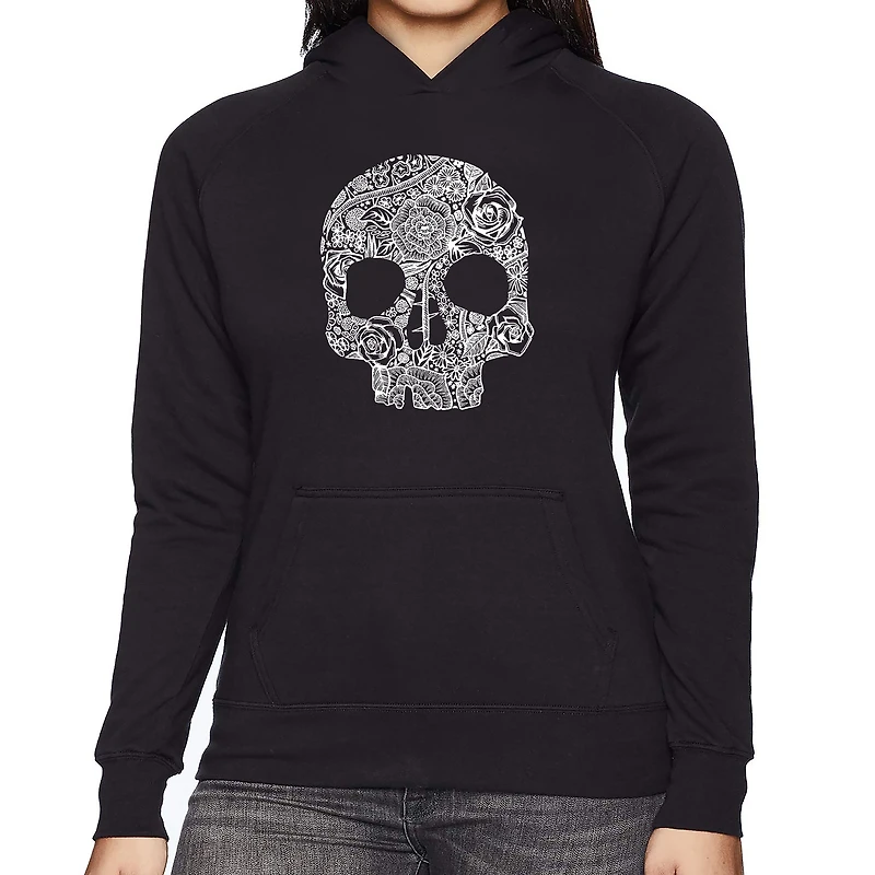 LA Pop Art Flower Skull - Women's Word Hooded Sweatshirt