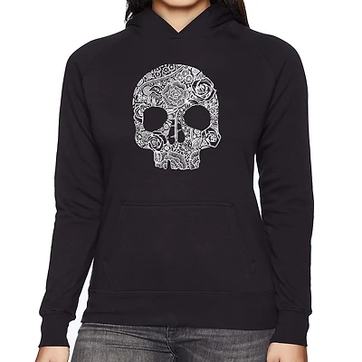 LA Pop Art Flower Skull - Women's Word Hooded Sweatshirt