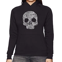 LA Pop Art Flower Skull - Women's Word Hooded Sweatshirt