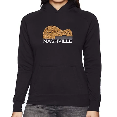 LA Pop Art Nashville Guitar - Women's Word Hooded Sweatshirt