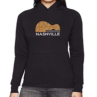 LA Pop Art Nashville Guitar - Women's Word Hooded Sweatshirt