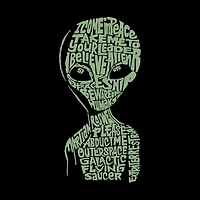 LA Pop Art Men's Cotton-Poly Alien Word T-Shirt - Crew Neck, Short Sleeve