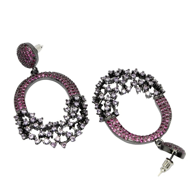 AGP PARIS Womens Diva Sparkling Red Hollow-Out Zirconia Drop Earrings