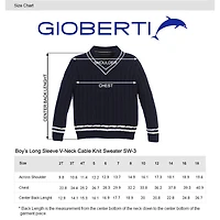 Gioberti Boy's 100% Cotton V-Neck Cable Knit Sweater
