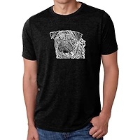 LA Pop Art Men's Cotton-Poly Word T-Shirt - Pug Face