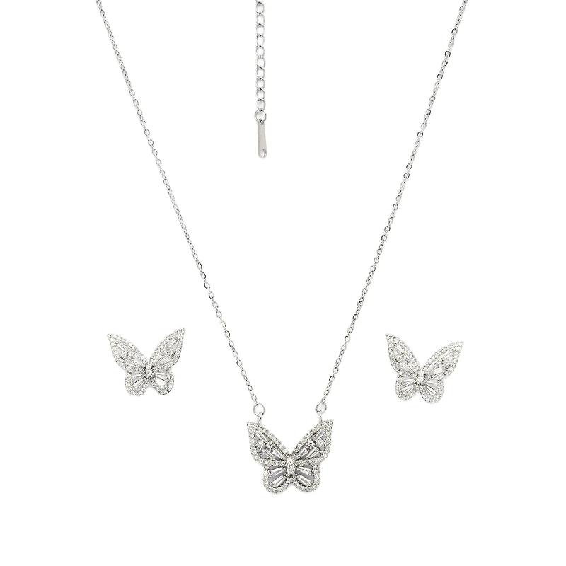 AGP PARIS Whimsy Butterfly Womens Necklace and Earrings Set