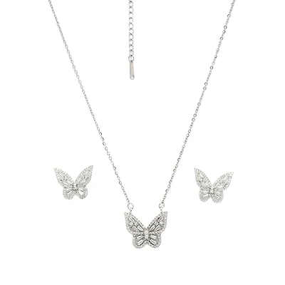 AGP PARIS Whimsy Butterfly Womens Necklace and Earrings Set