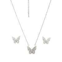 AGP PARIS Whimsy Butterfly Womens Necklace and Earrings Set
