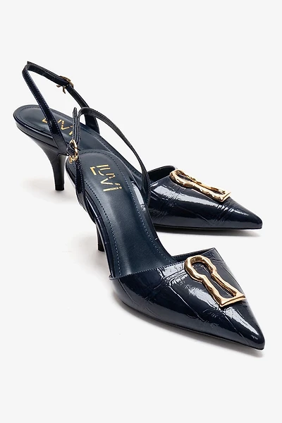 Prologue Shoes Womens Yvella Buckle Pointed Toe Stiletto Pump