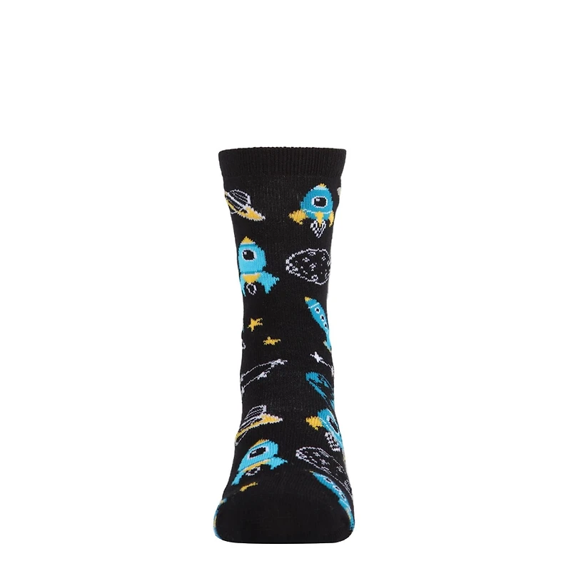 MeMoi Boys' Rocket Ship Rayon from Bamboo Crew Socks