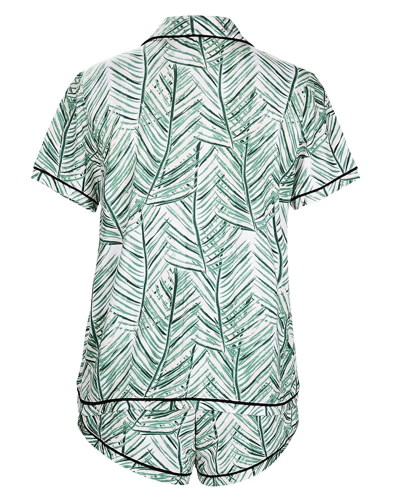 MeMoi Women's Palm Play Notch Collar Cotton Blend Pajama Set