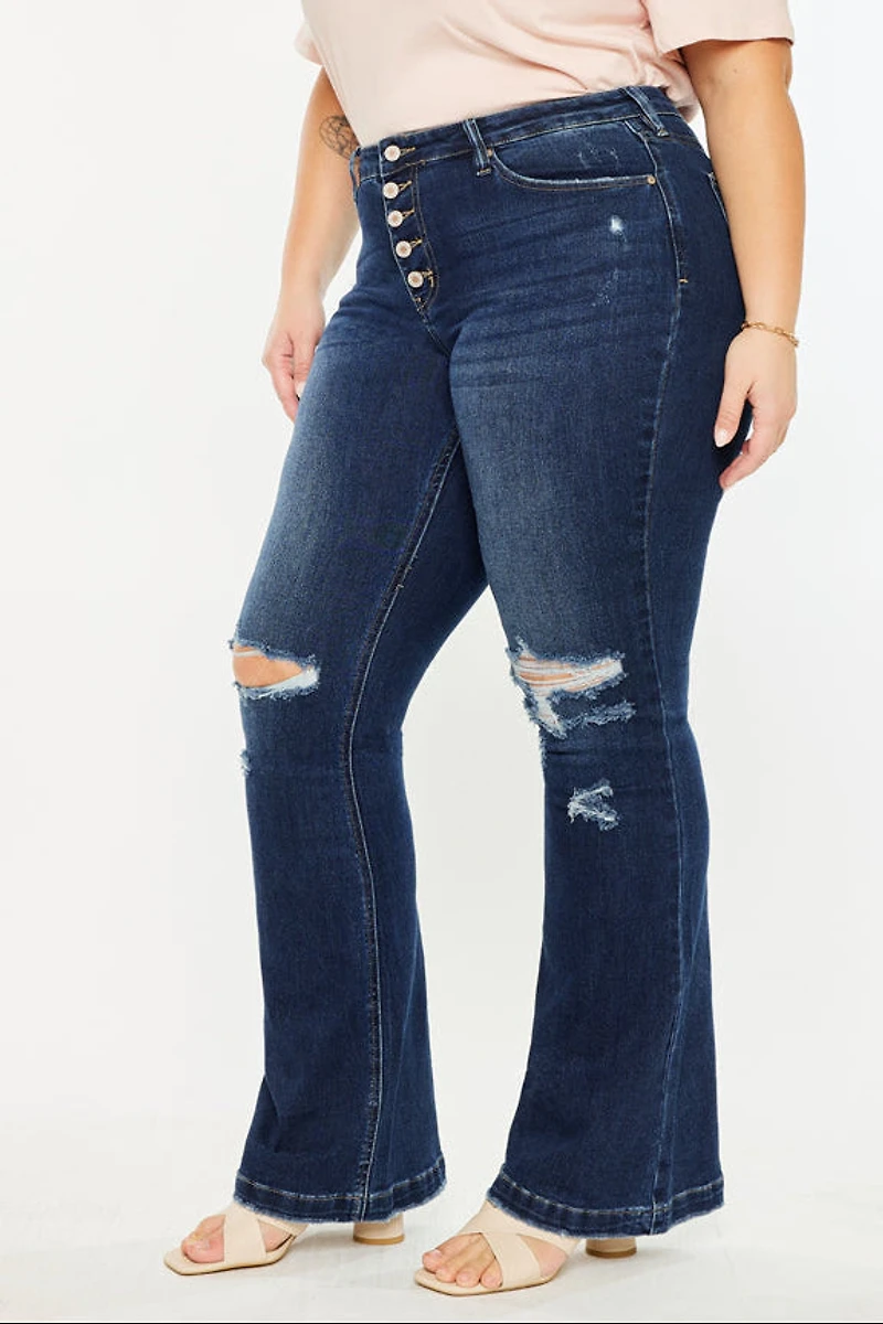 KanCan Women's Plus Harley Mid Rise Flare Jeans