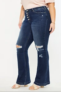 KanCan Women's Plus Harley Mid Rise Flare Jeans