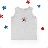 The Juniper Shop - Patriotic Star Faux Patchwork Print Toddler Graphic Tank