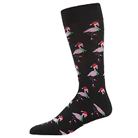 MeMoi Men's Christmas Festive Flamingo Bamboo Blend Crew Socks