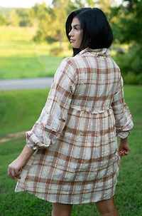 Threaded Pear Women's Dana Plaid Babydoll Dress