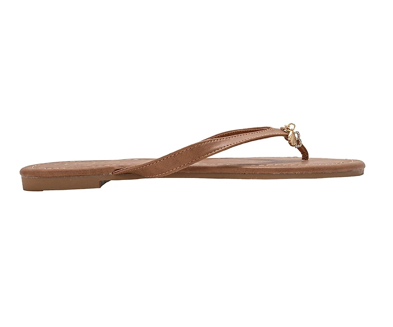 bebe Women's Flat Sandals with Shell Charm Detai