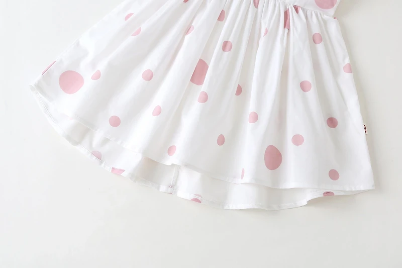 MyKids-USA Polka Dot Pattern Sleeveless Round Collar Dress With Bow