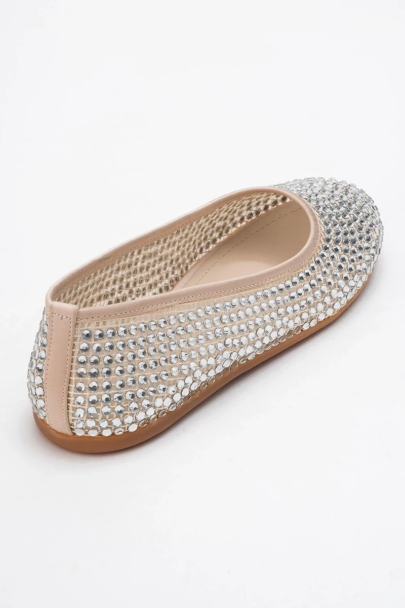 Prologue Shoes Womens Runway Mesh Embellished Ballet Flat