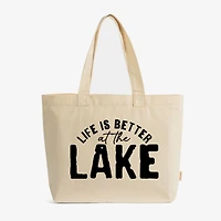 Simply Sage Market - Zippered Canvas Tote Life Is Better At The Lake Curved