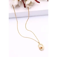 AGP PARIS Womens Golden Sunburst Pendant Necklace