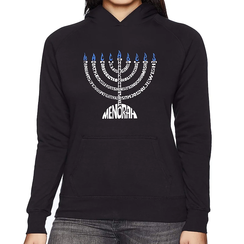 LA Pop Art Menorah - Women's Word Hooded Sweatshirt