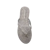 bebe Women’s Metallic Thong Sandals with Charm Detail - Flat Slip-On Summer