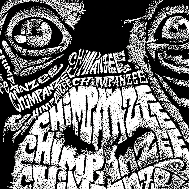 LA Pop Art Men's Crew Neck Word T-Shirt - Chimpanzee