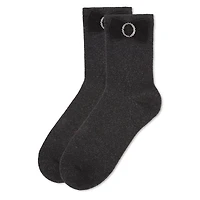 MeMoi Women's Velvet Bow Metallic Lurex Crew Socks